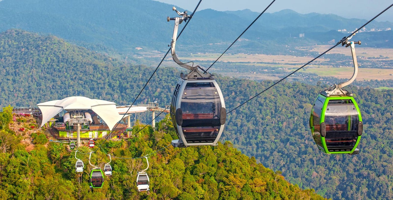Cable car ride above the limestone island peaks