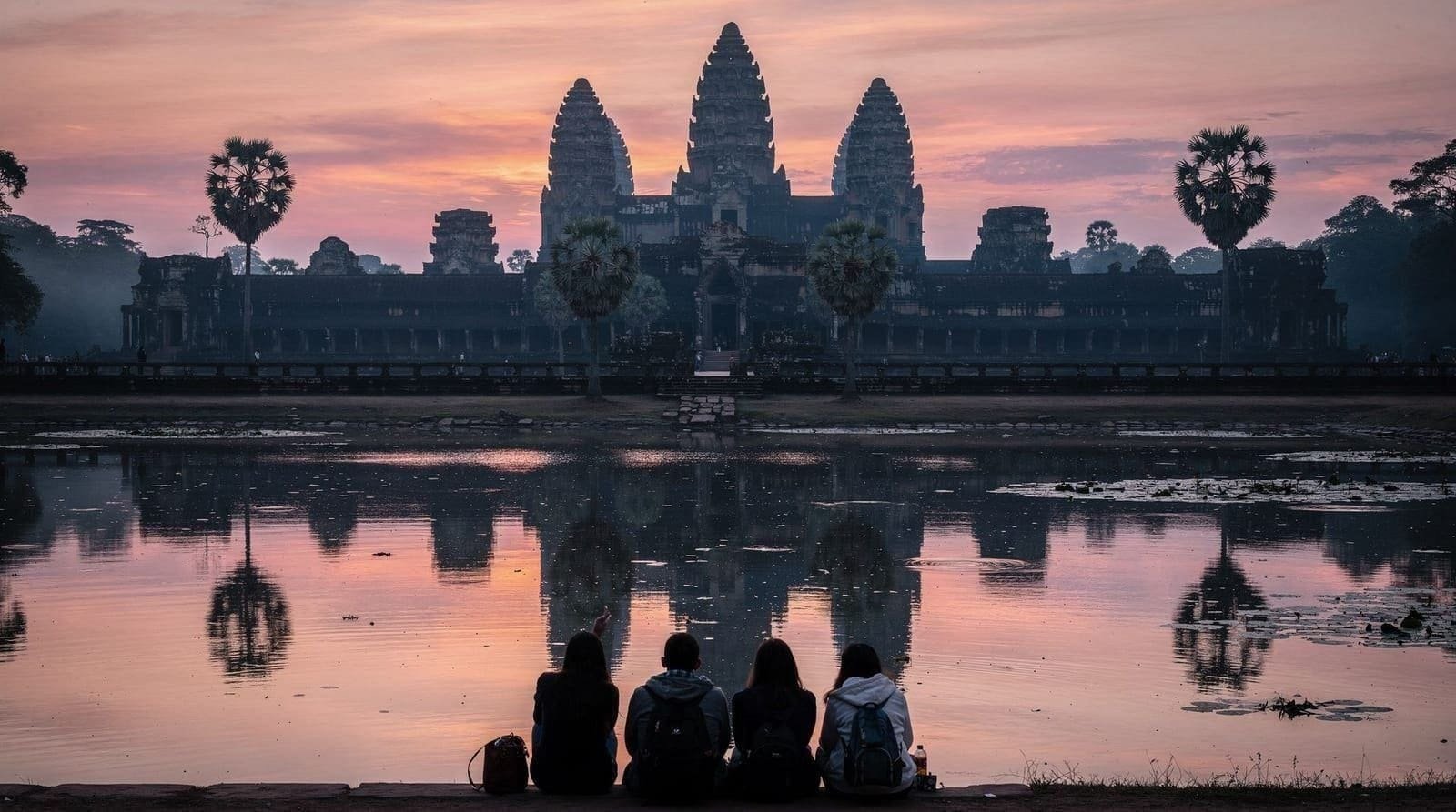Sunrise over the towers of Angkor Wat