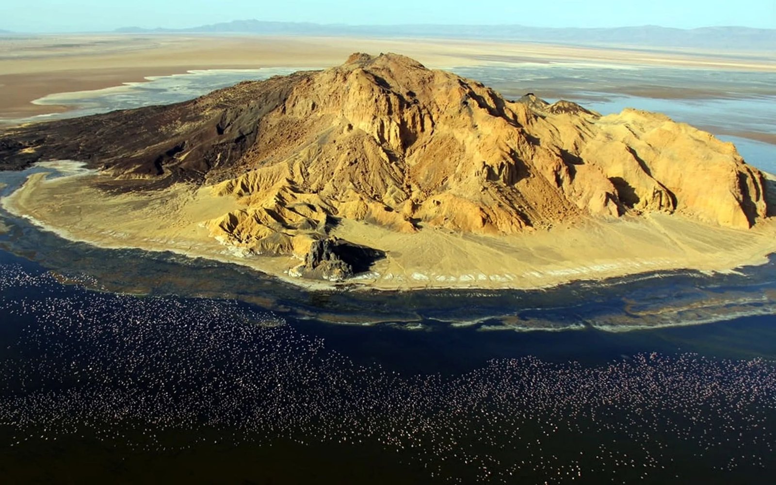 Lake Logipi, a red alkaline lake at the north end of the Suguta Valley