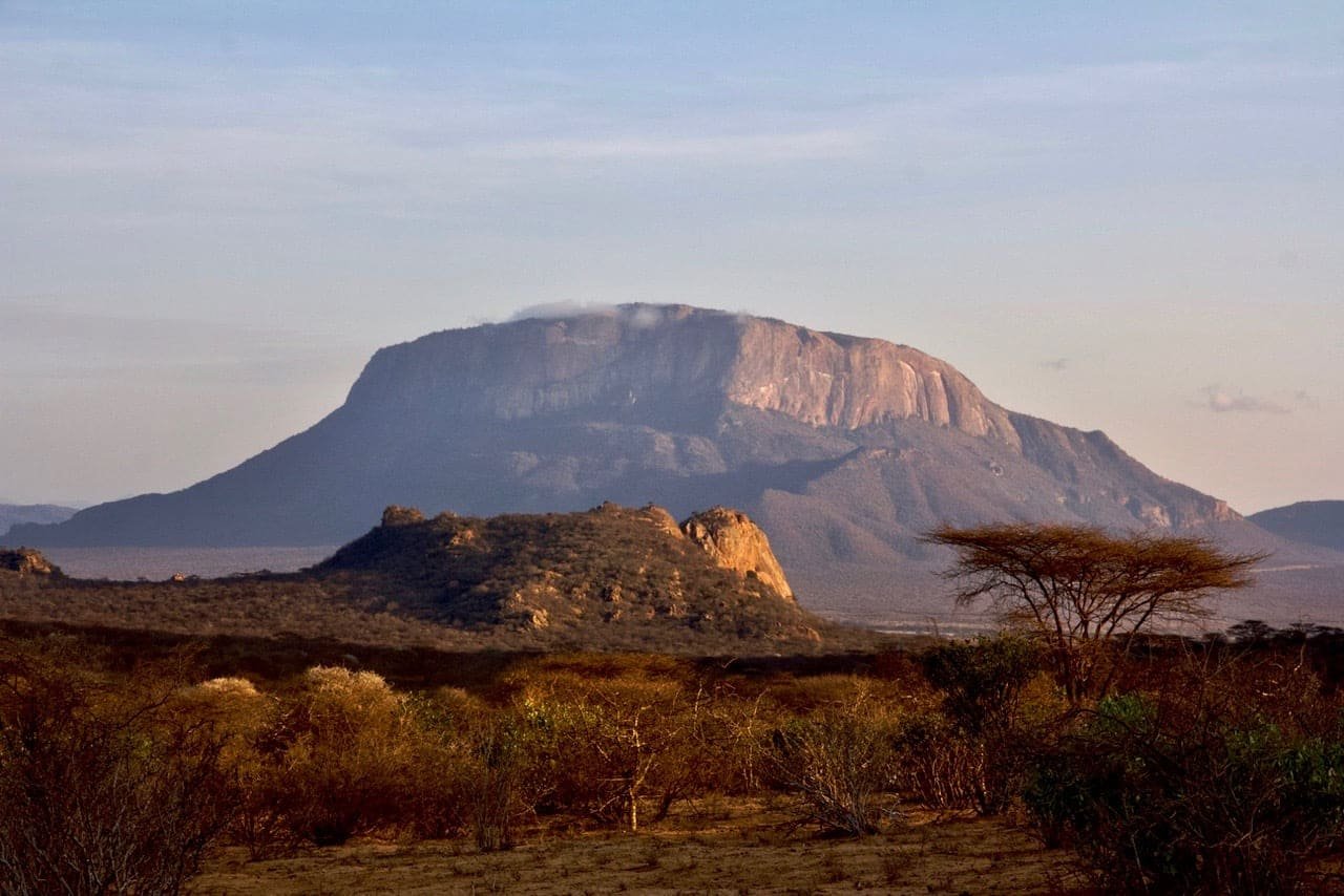 Mount Ololokwe, a sheer table mountain rising over the Samburu plains