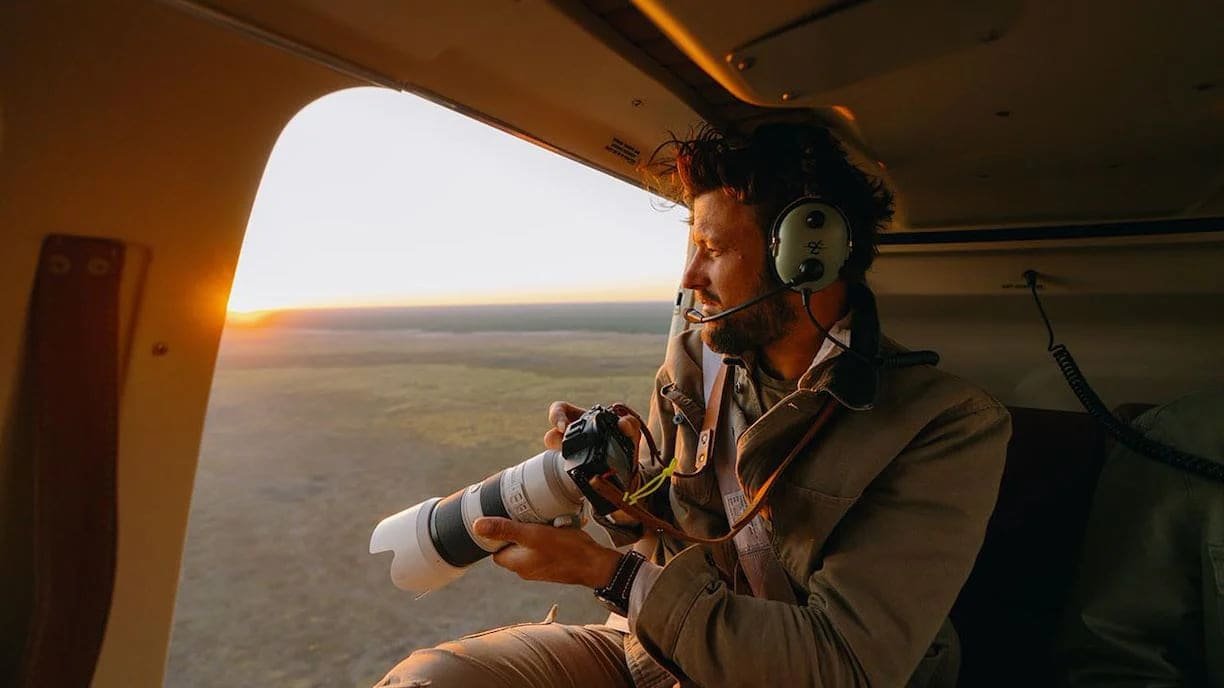Photographing the safari from the cabin